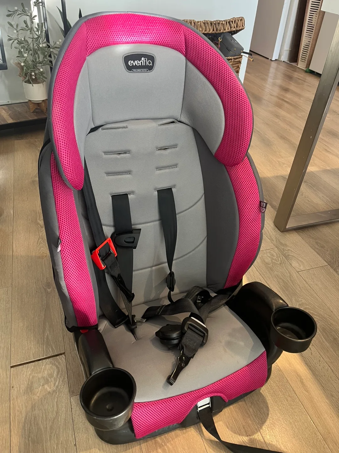 Evenflo Chase plus 2 in 1 Booster Car Seat - Pink & Grey thumbnail