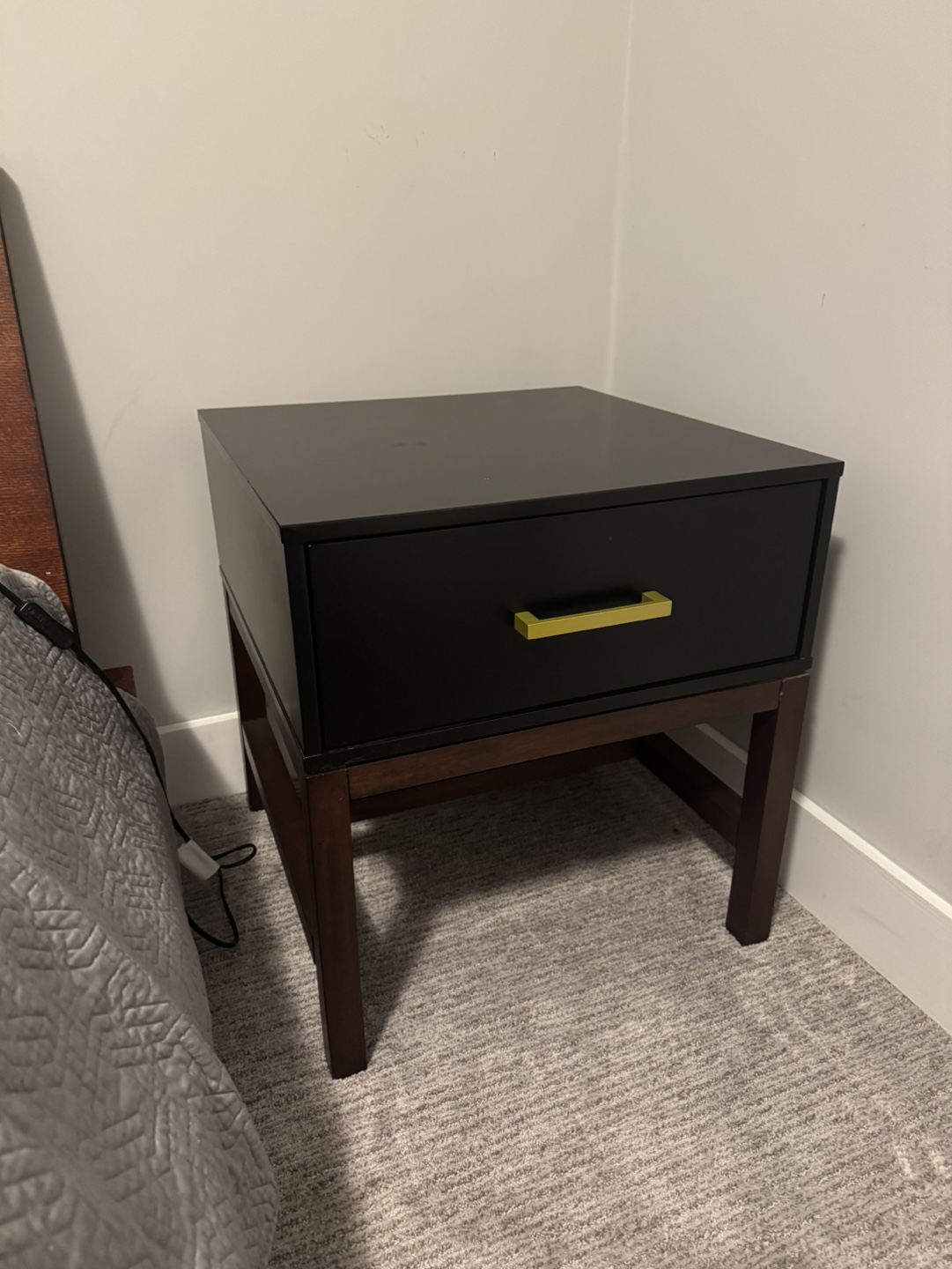 Set of Black Nightstands with Gold Drawer Pull - photo 2