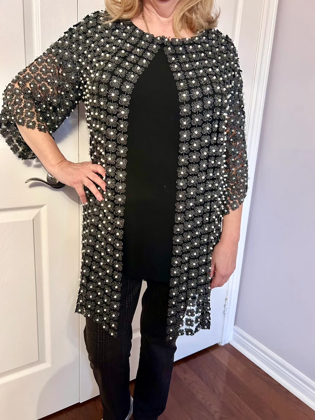 Vintage Black, Silver & Pearl Joseph Ribkoff Jacket image indicator(6)