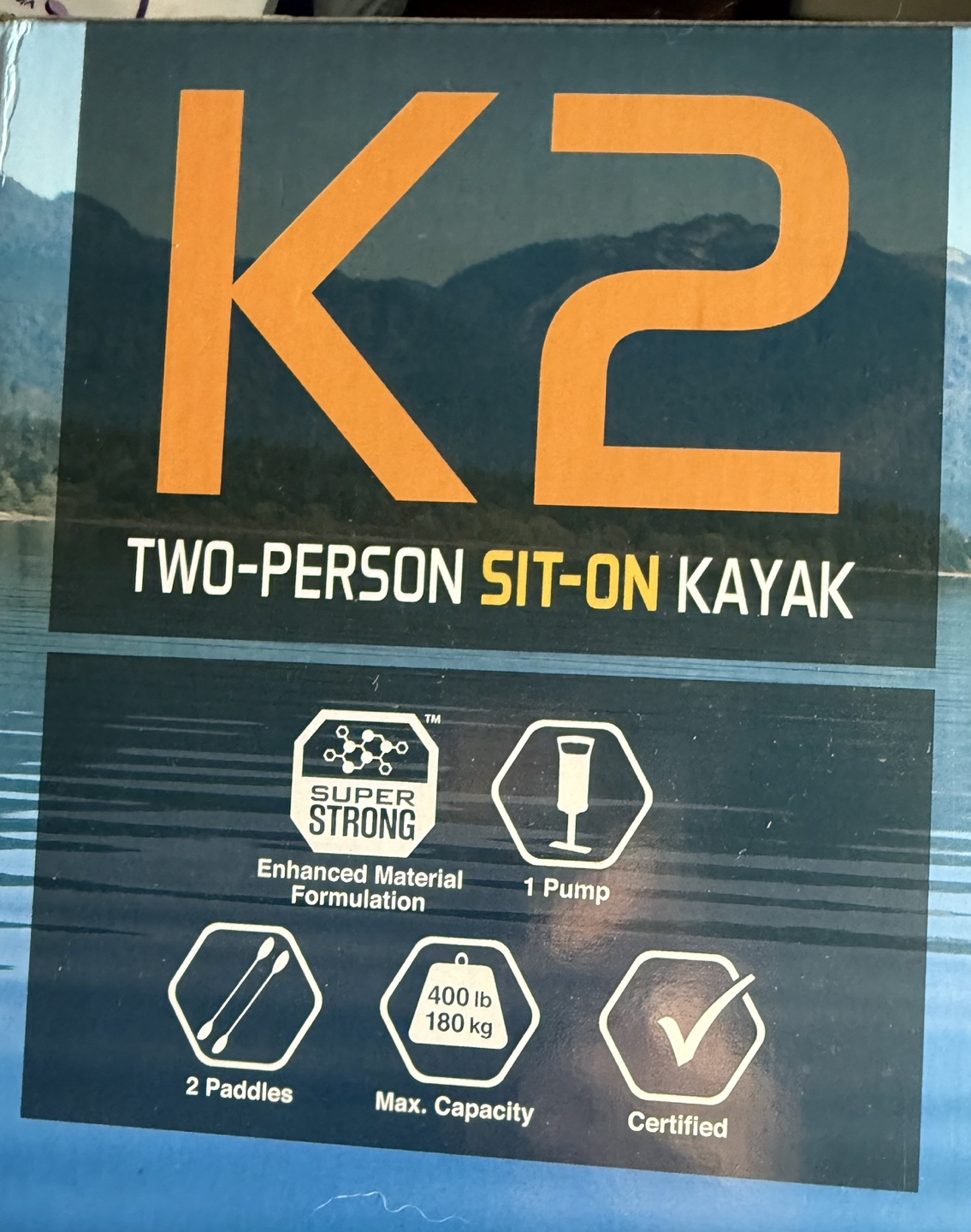 Two person sit on kayak