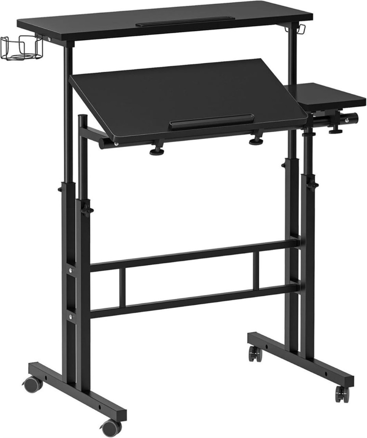 Black Standing Desk - Adjustable Height, Mobile