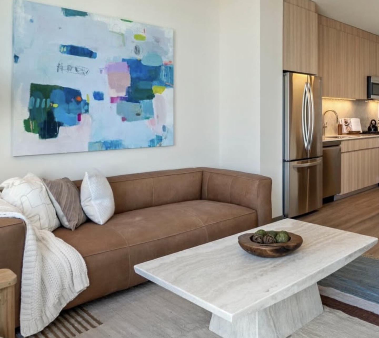 Brand new Tan Leather sofas (2)