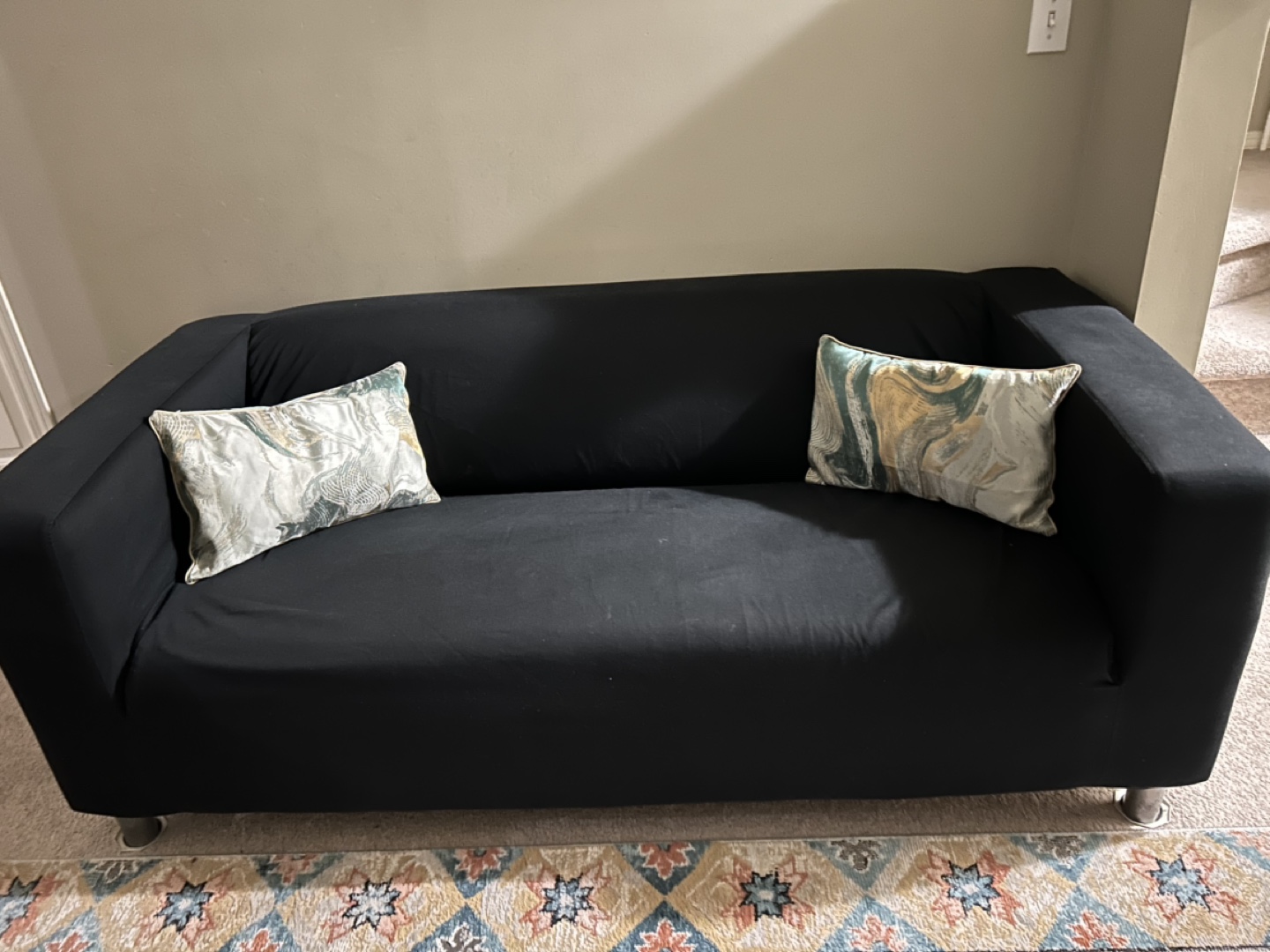 Sofa with black covers