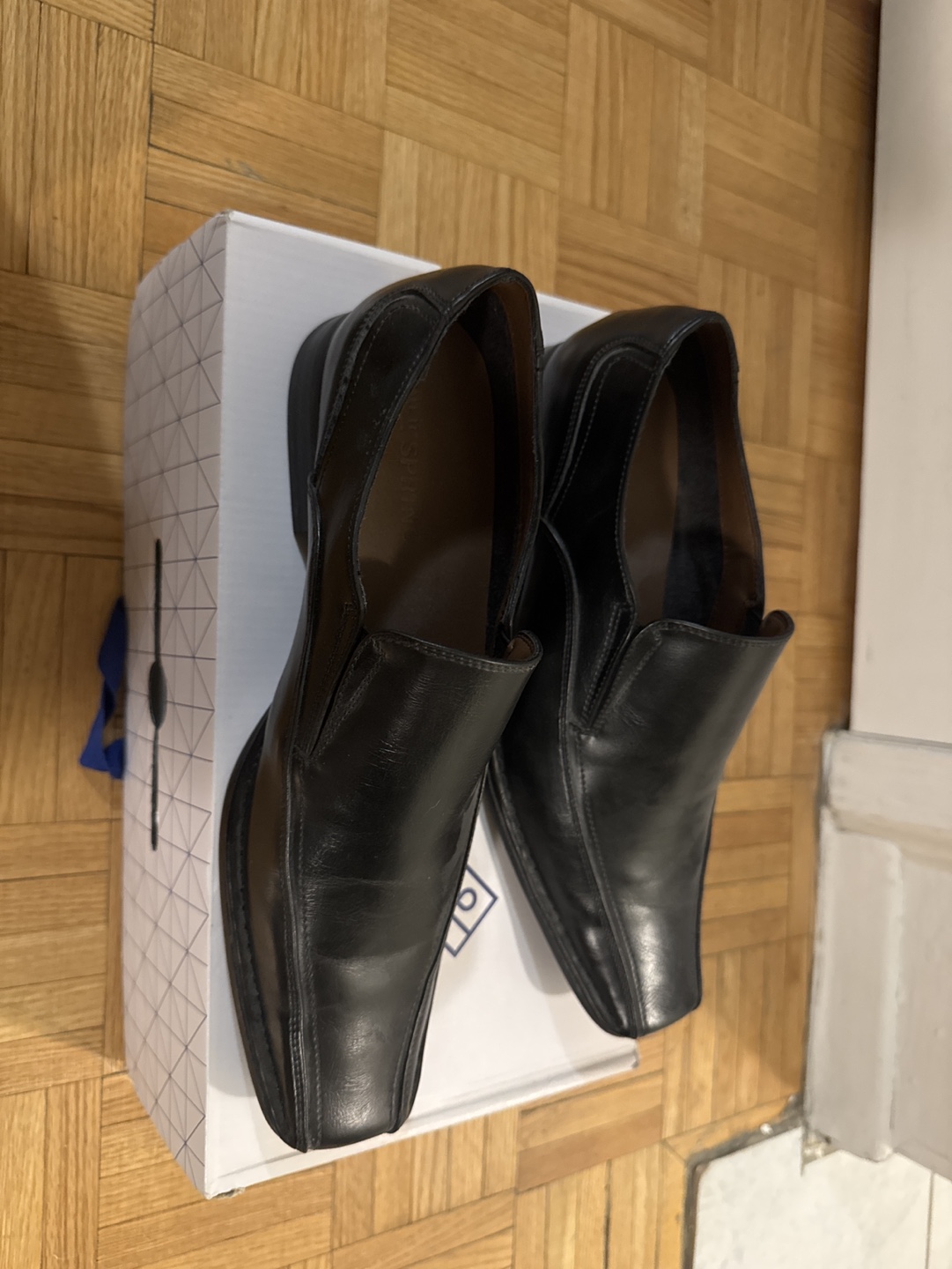 Men's Black Leather Slip-On DressShoes