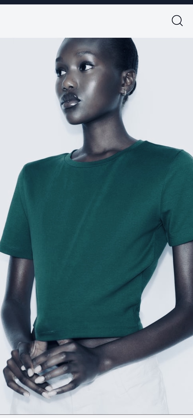 ZARA light washed green mini tee