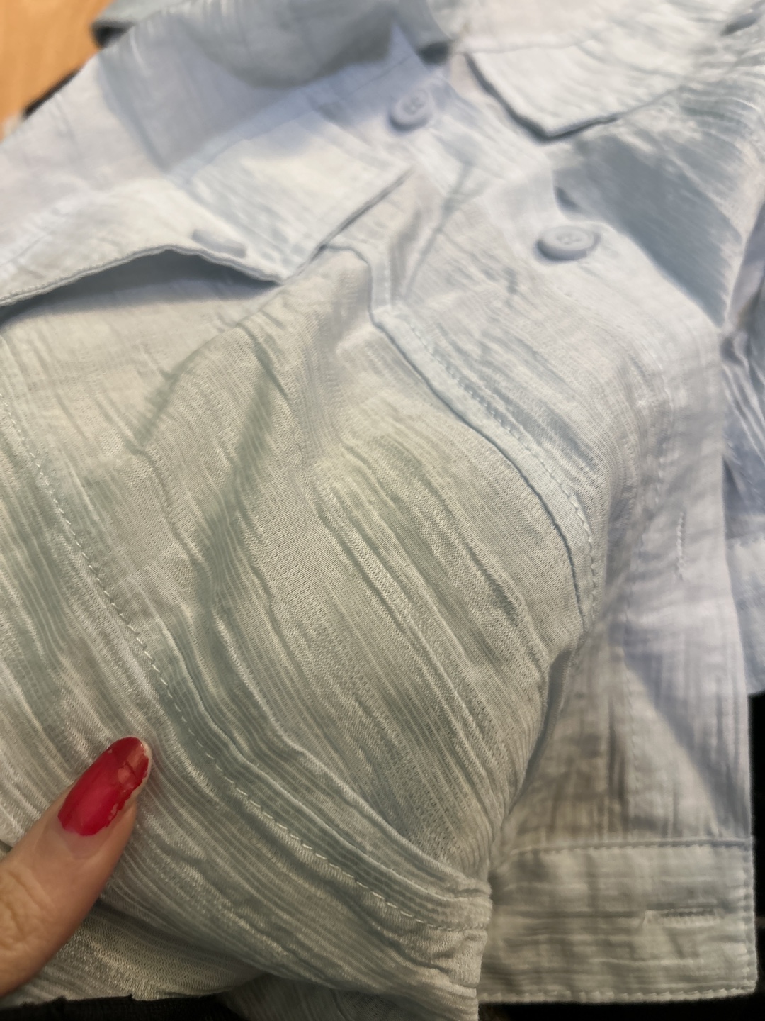 Light Blue Cropped Button-Up Shirt - photo 4