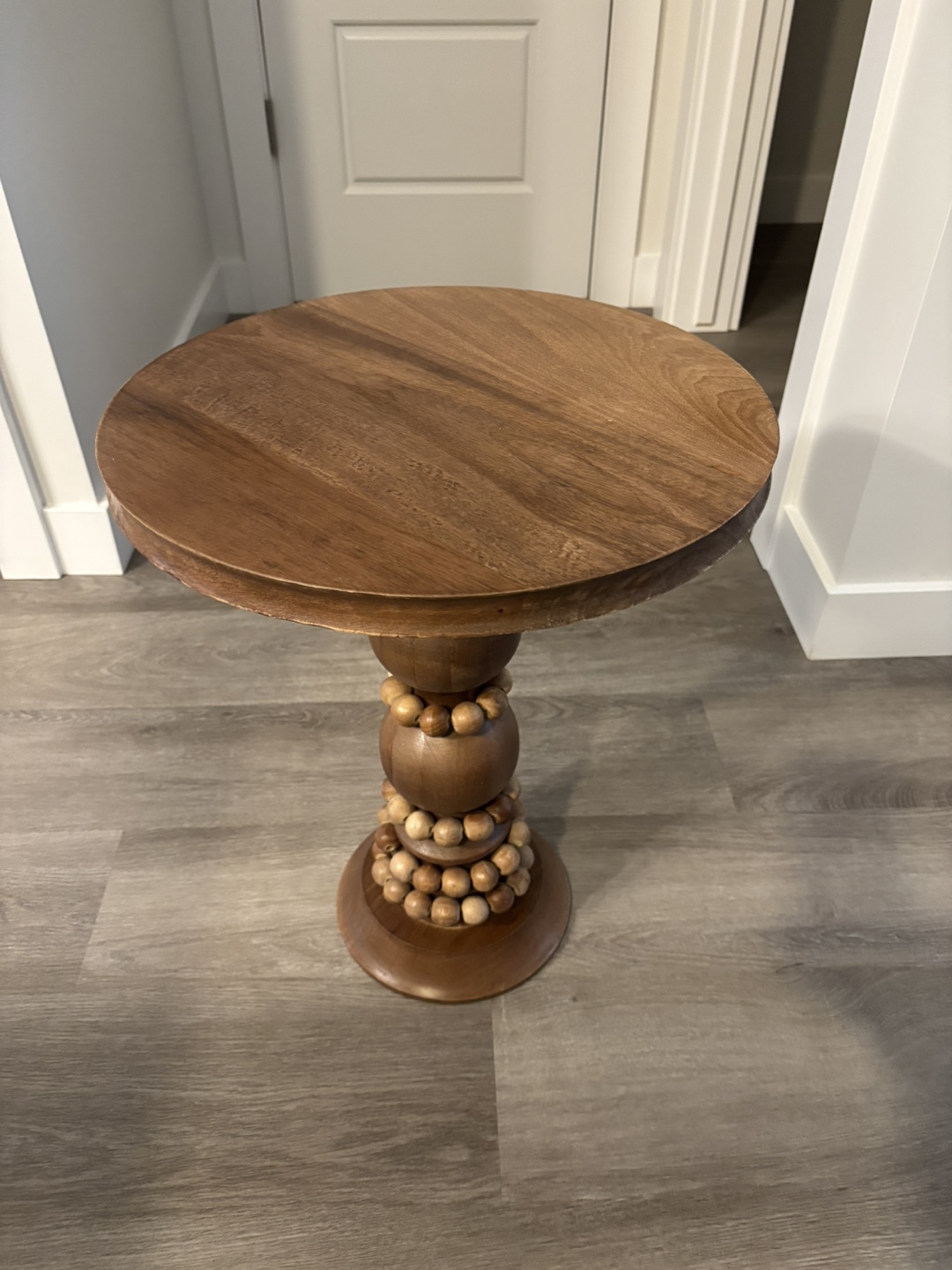 Unique Wooden Accent Table with Beaded Detail - photo 3