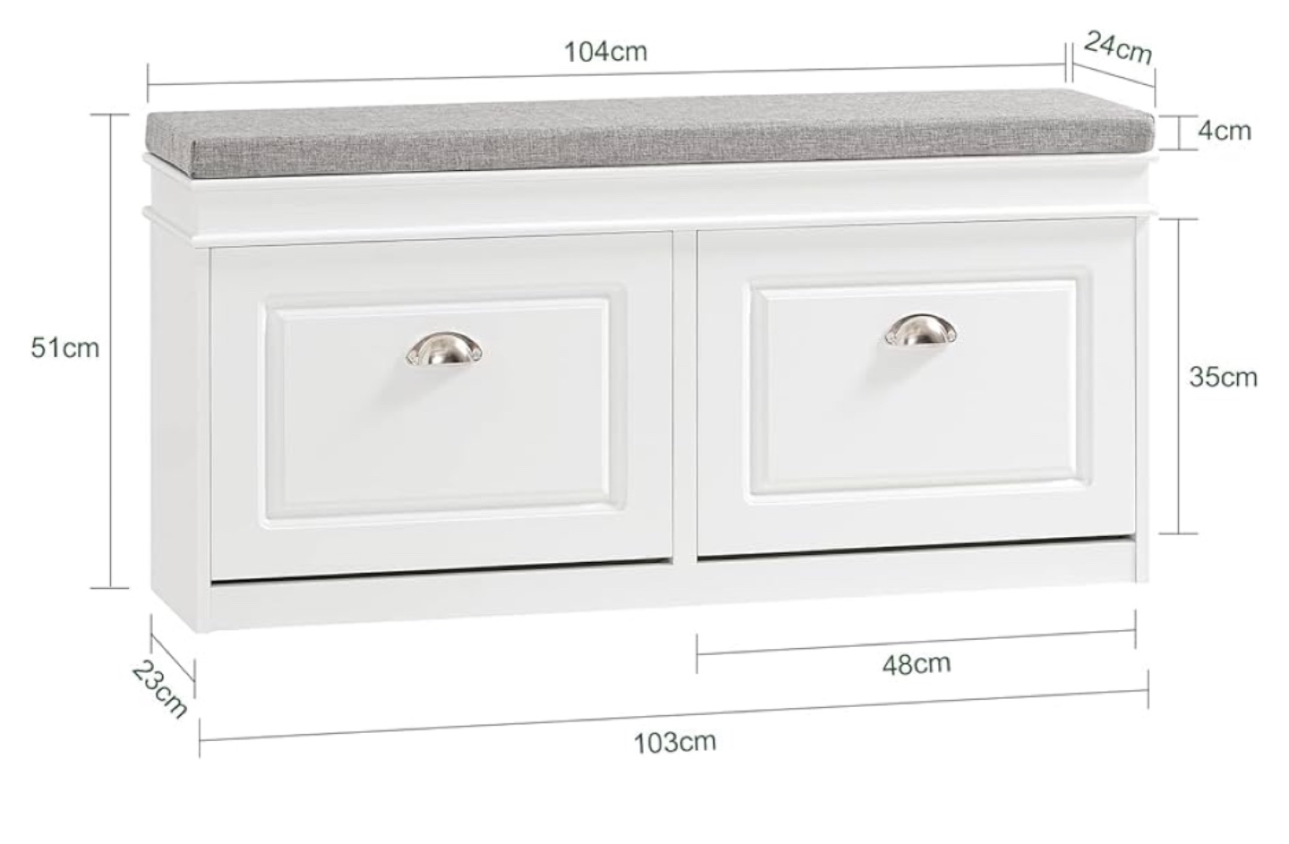 White Shoe Storage Bench with Cushioned Seat - photo 3