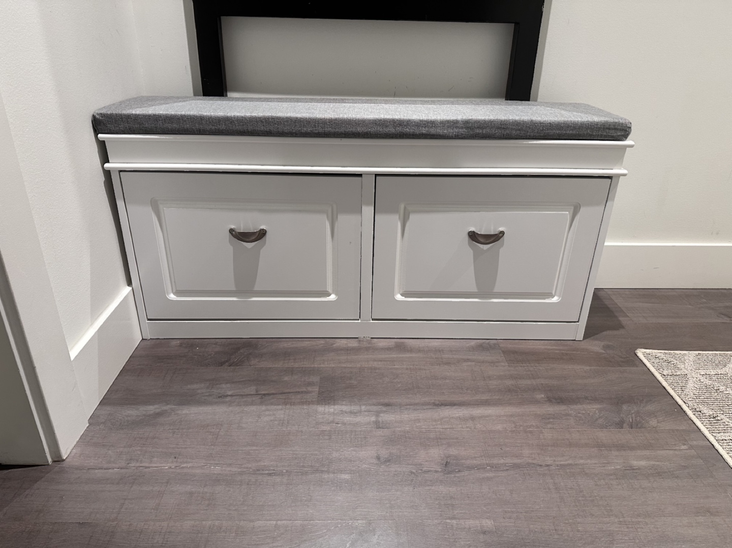 White Shoe Storage Bench with Cushioned Seat