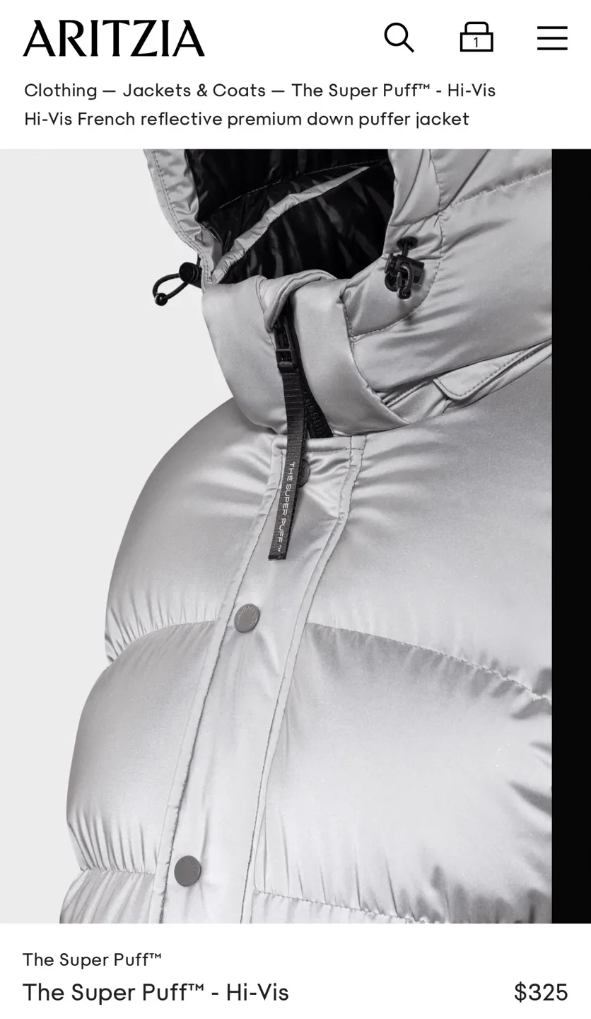 Aritzia Super Puff Hi-Vis Reflective Down Puffer Jacket image indicator(2)