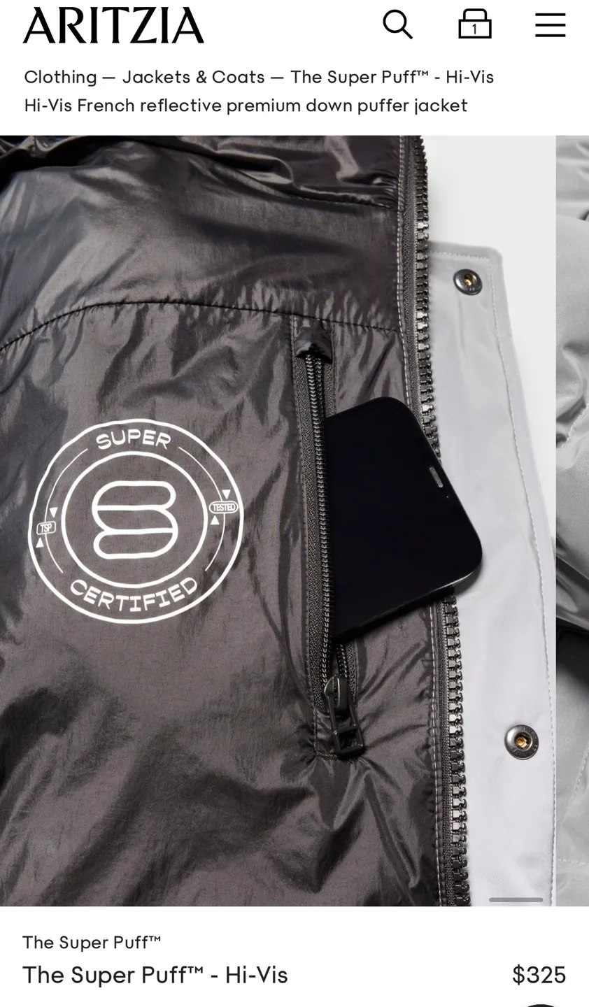 Aritzia Super Puff Hi-Vis Reflective Down Puffer Jacket image indicator(5)