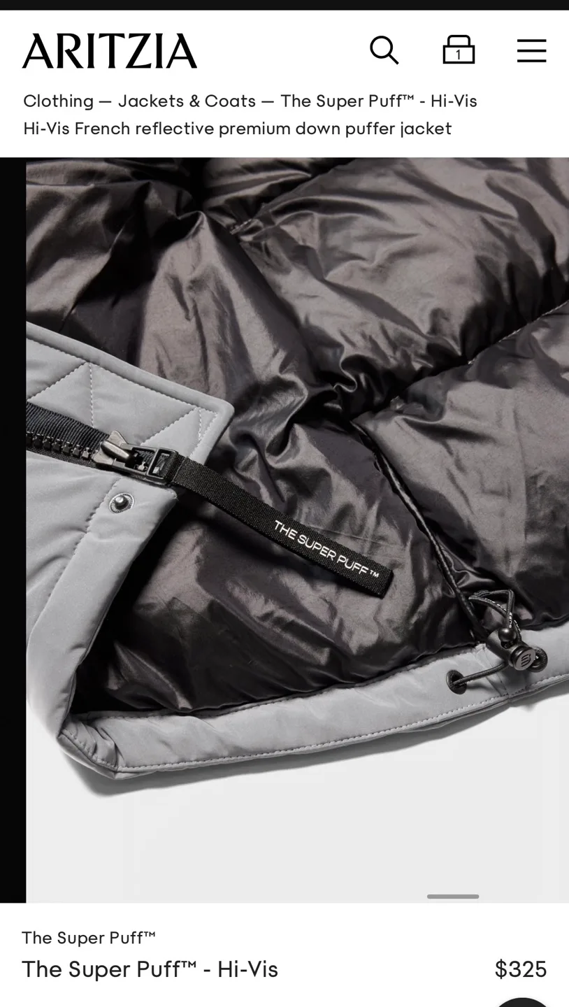 Aritzia Super Puff Hi-Vis Reflective Down Puffer Jacket image indicator(4)