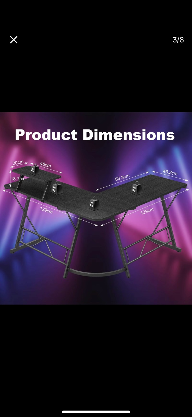 L-Shaped Gaming Desk - Black