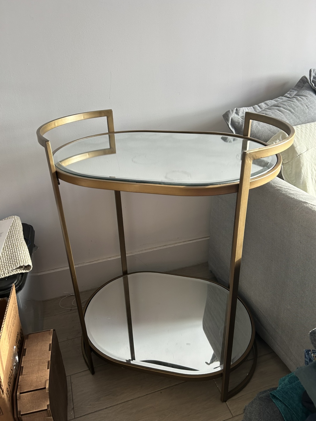 Gold Metal Bar Cart with Mirrored Shelves - photo 3