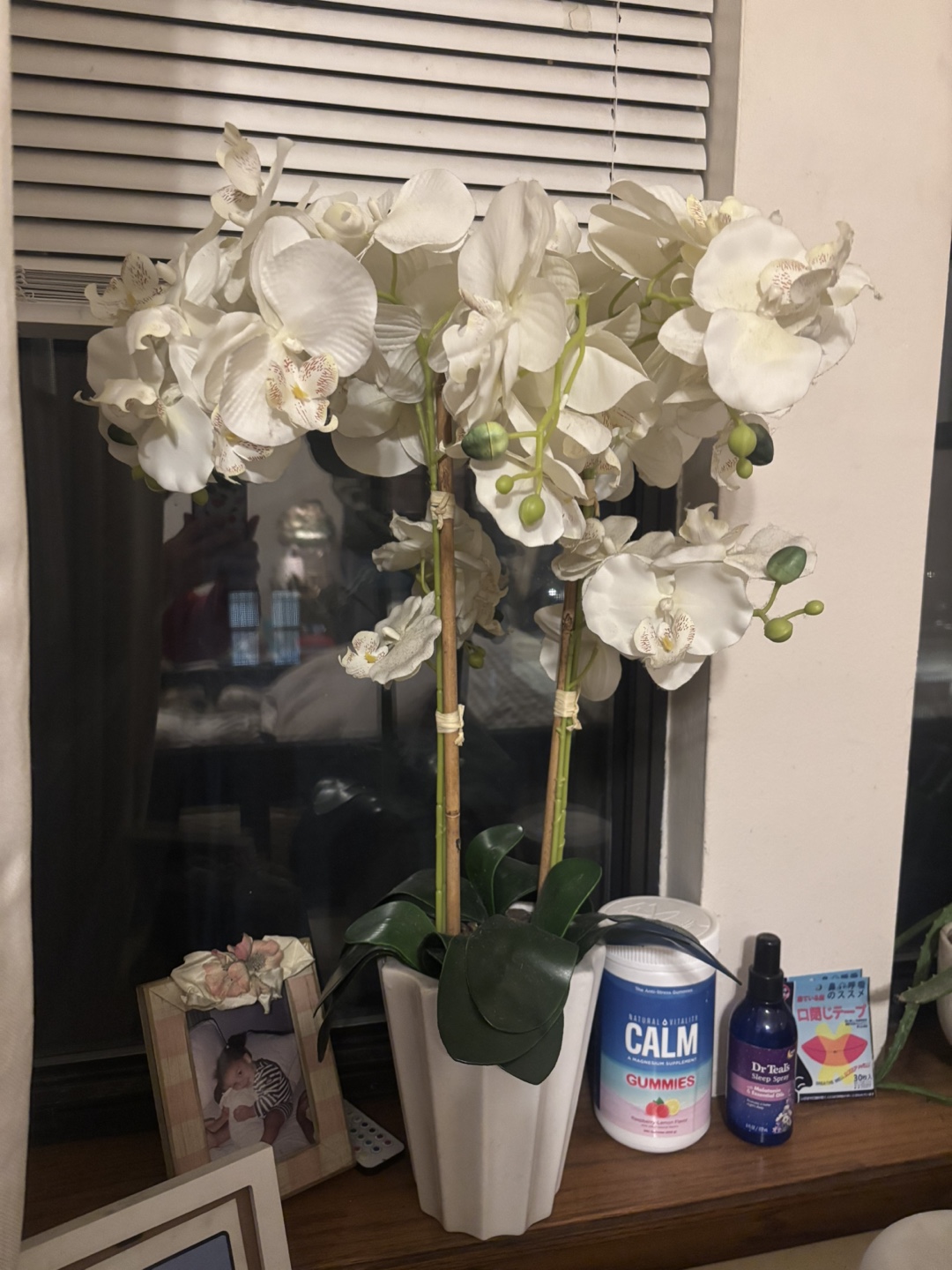 Faux White Orchid Plant