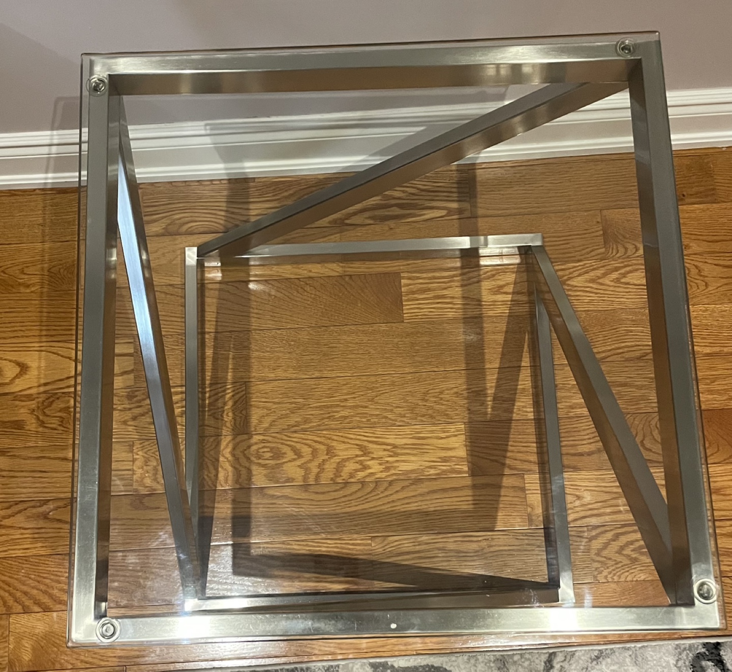 Modern Glass and Metal Side Table