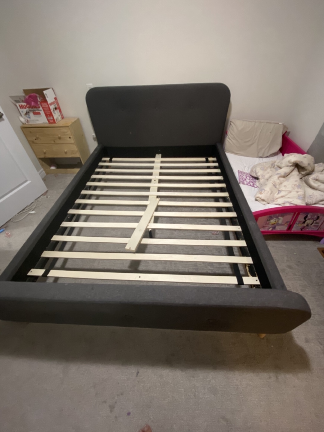 Queen-size upholstered bed frame