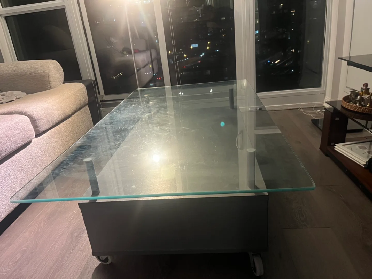 Glass Top Coffee Table on Wheels image indicator(4)