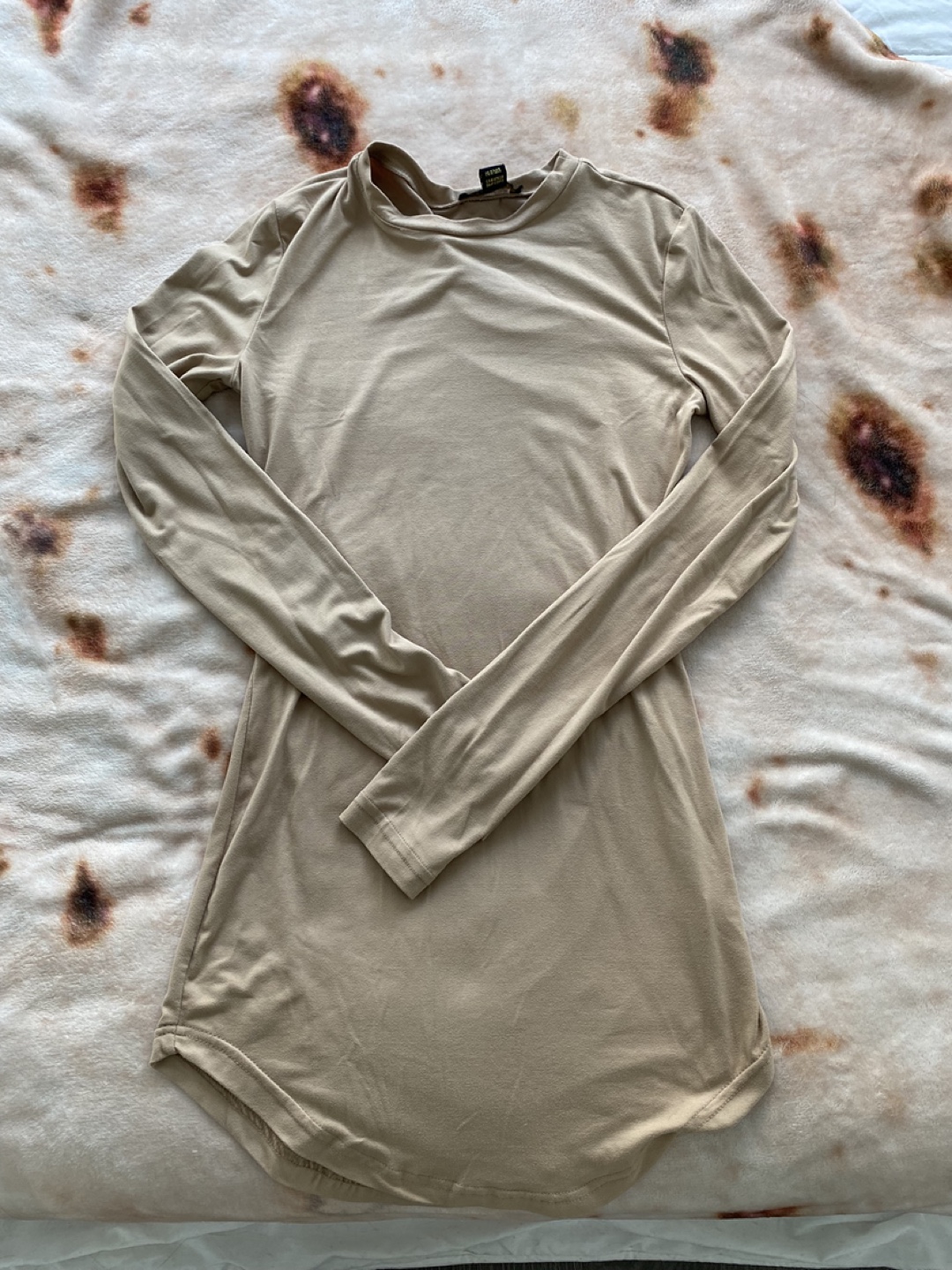 Revamped Beige Long Sleeve Mini Dress Size Small - photo 2