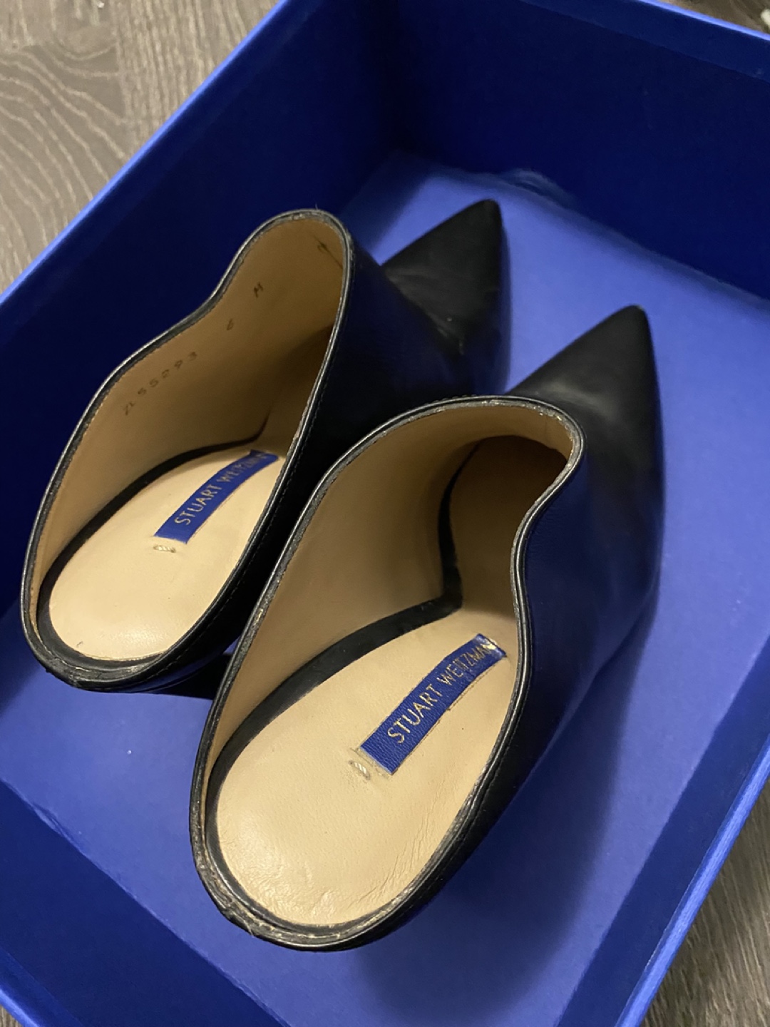 Stuart Weitzman Black Leather Pointed Toe Mules - photo 2