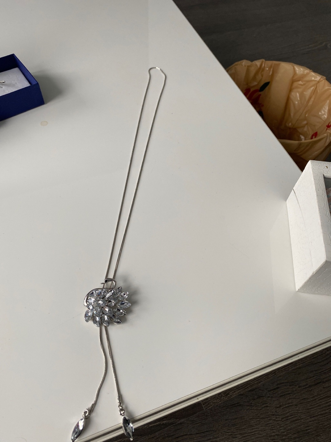 Louise Elliot Elegant Swan Lariat Necklace with Clear Crystals - photo 2