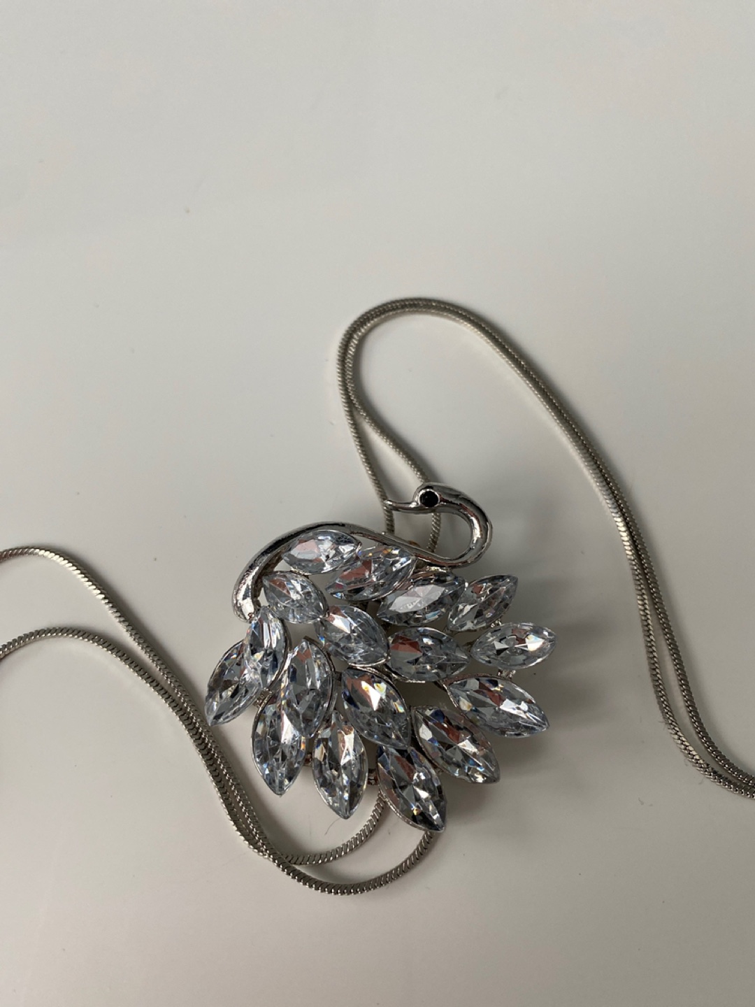 Louise Elliot Elegant Swan Lariat Necklace with Clear Crystals - photo 4