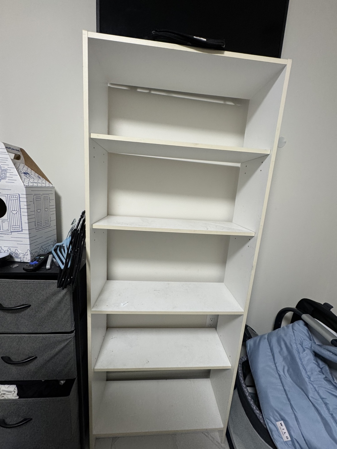 Tall White Bookshelf/Storage Unit