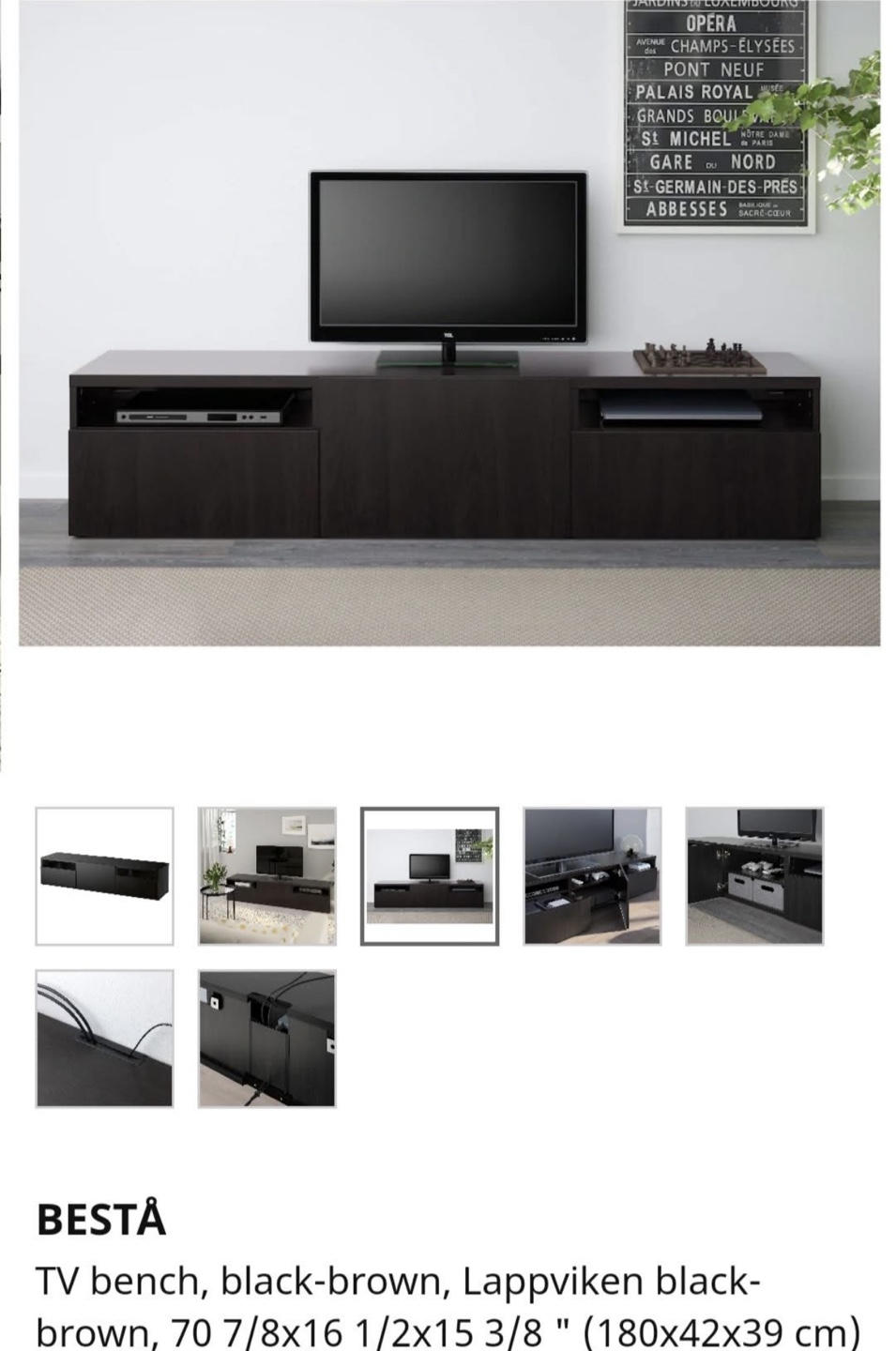 IKEA BESTÅ TV Bench - Black-Brown