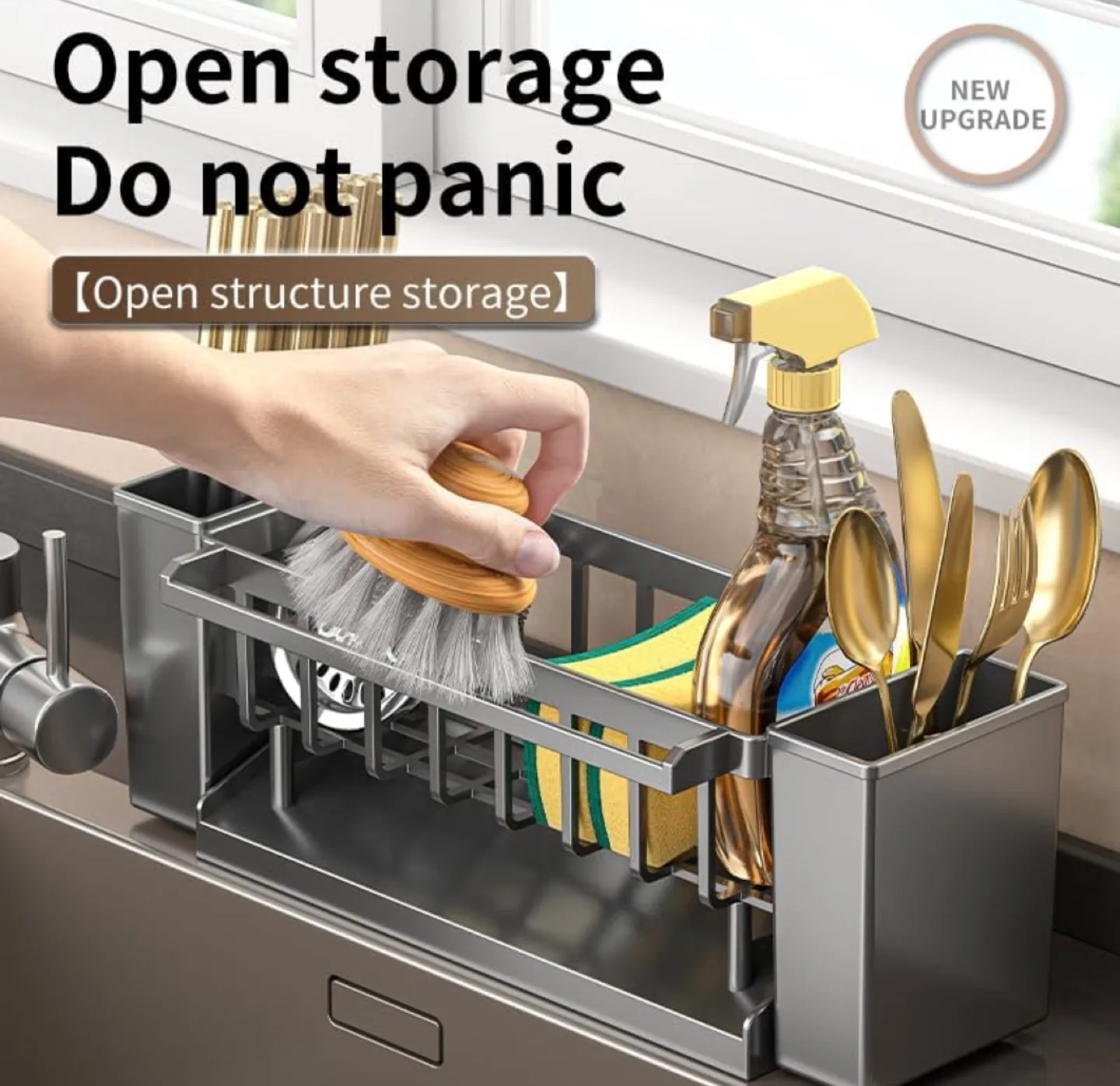 Over-the-Sink Kitchen Dish Drying Rack Organizer image indicator(4)