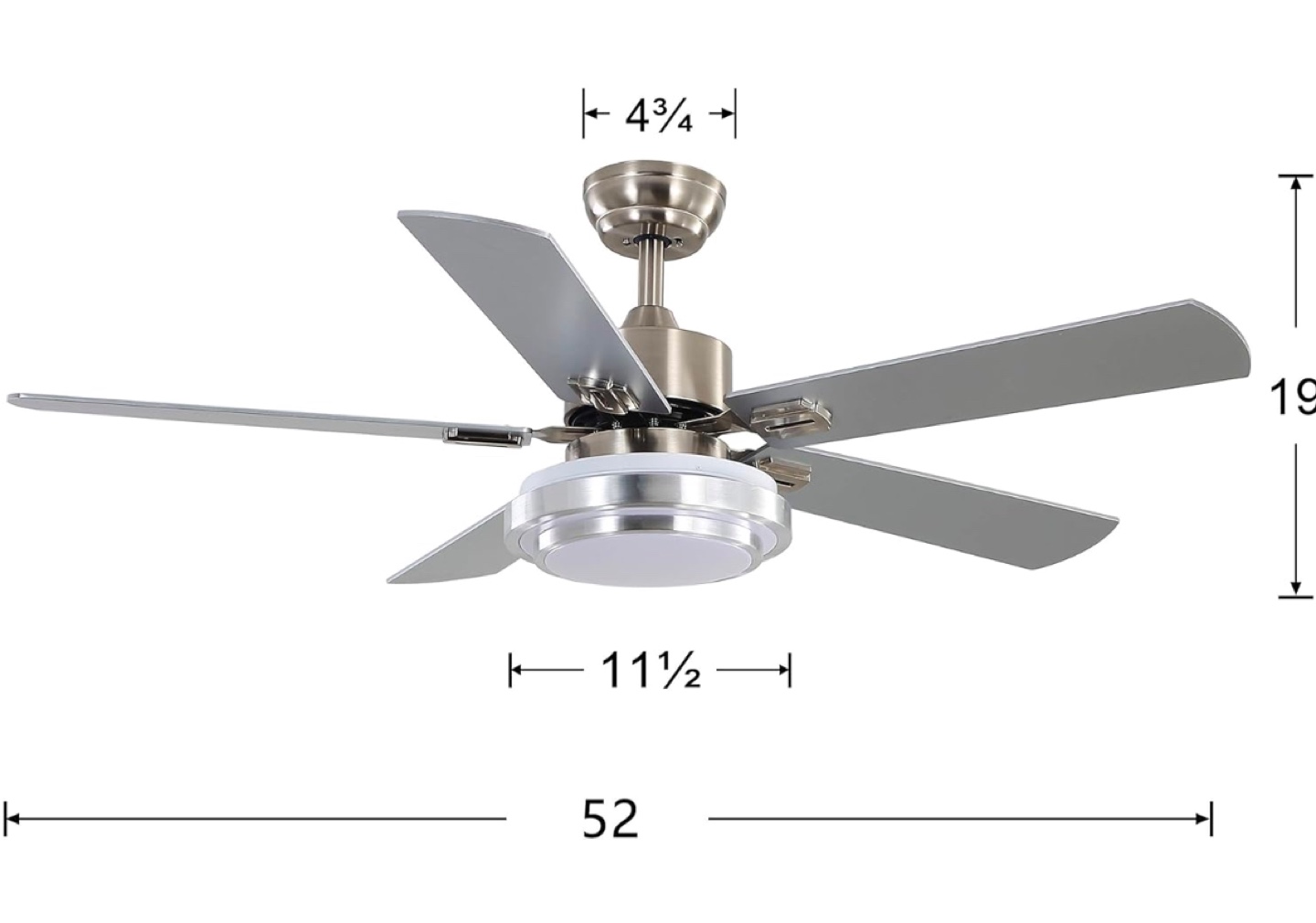 52" Brushed Nickel Ceiling Fan with Light and Remote - photo 3