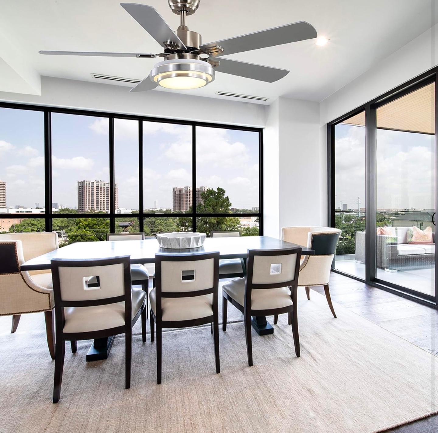 52" Brushed Nickel Ceiling Fan with Light and Remote - photo 2