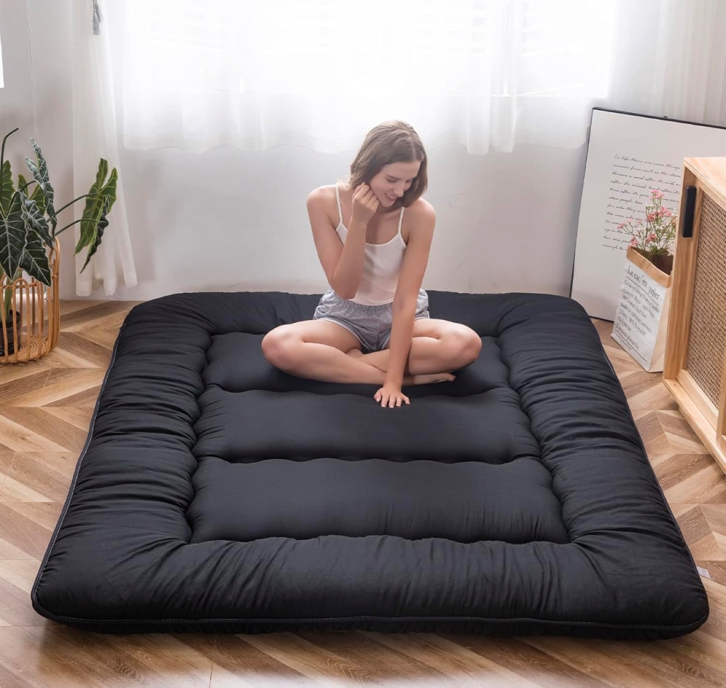4 inch Queen size  Futon Mattress - Black - photo 5