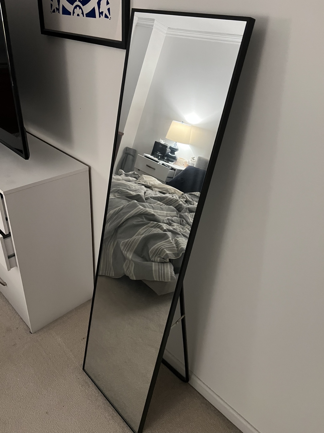 Full Length Freestanding Mirror with Black Frame