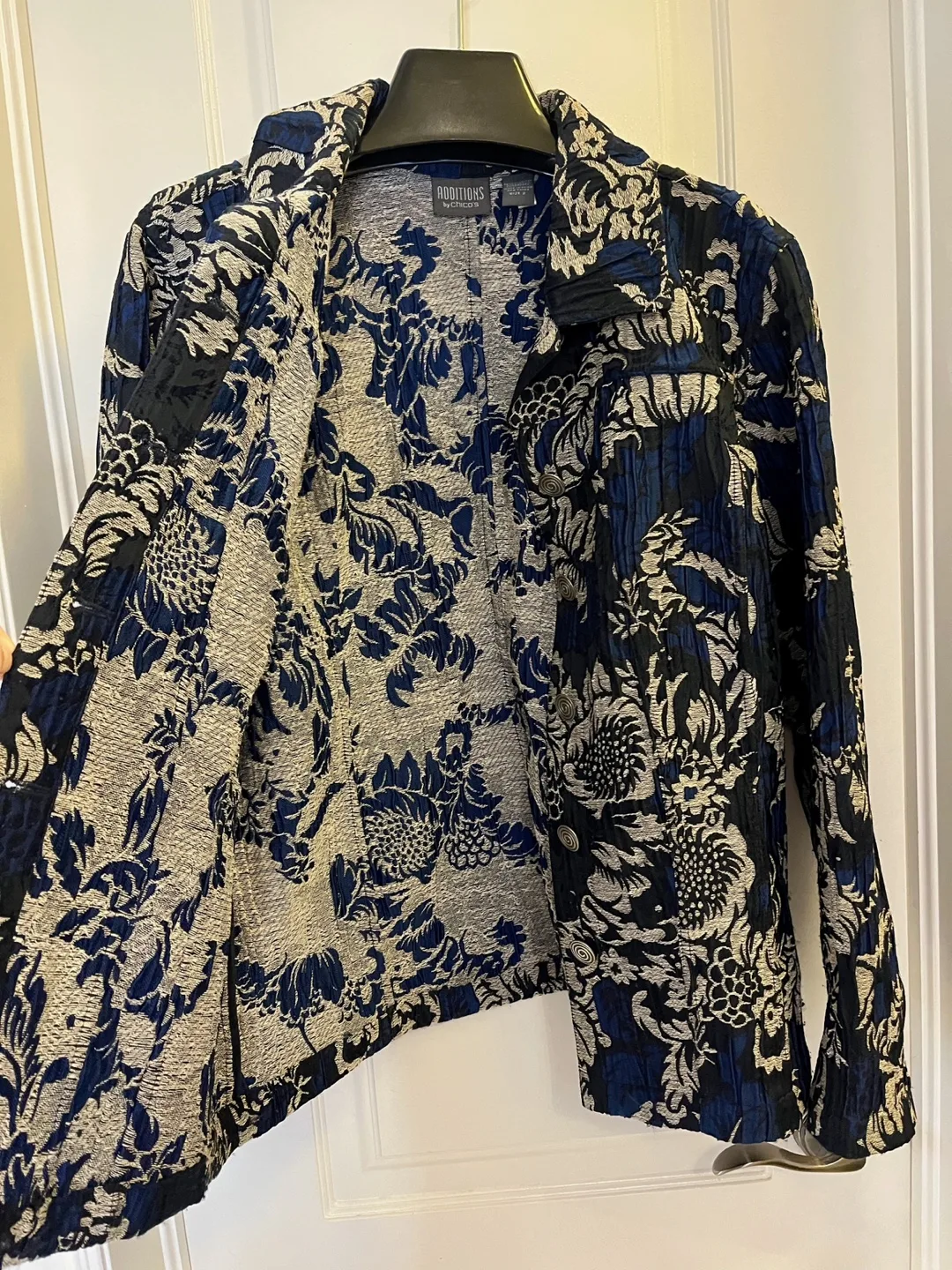 Chico's Additions Women's Blue Floral Jacket image indicator(4)