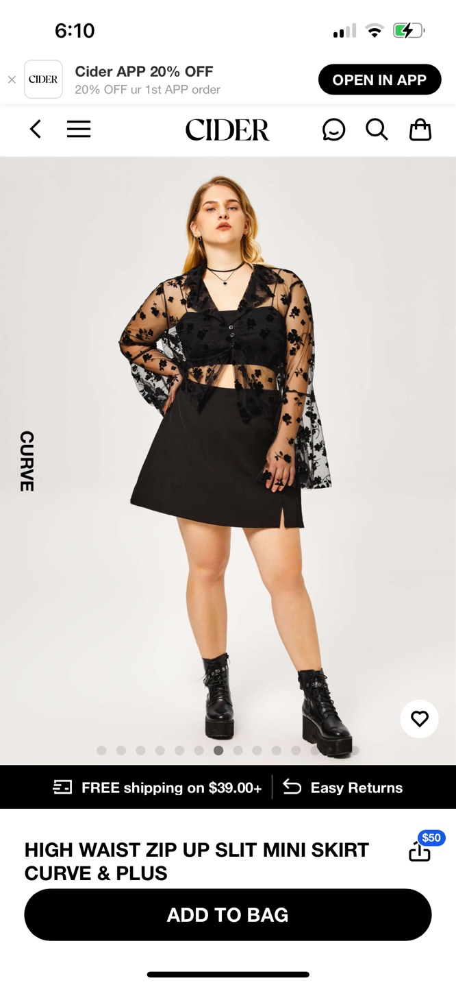 Cider High Waist Zip Up Slit Mini Skirt - 2XL