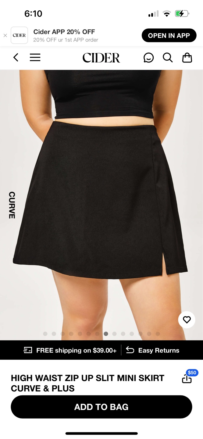 Cider High Waist Zip Up Slit Mini Skirt - 2XL - photo 2