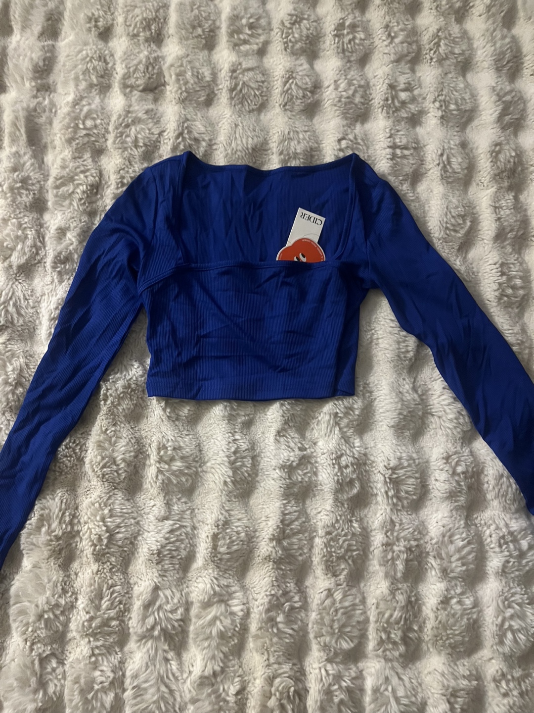 Cider Blue Square Neck Long Sleeve Crop Top - photo 5