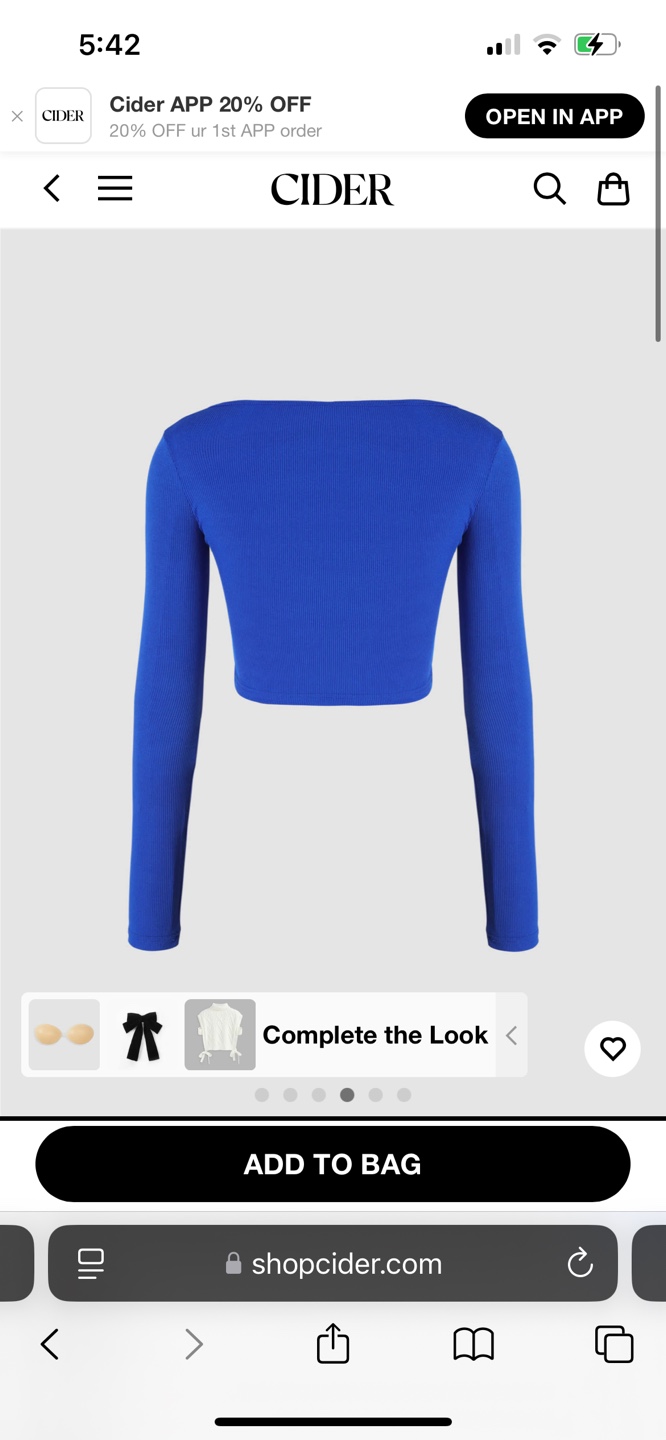 Cider Blue Square Neck Long Sleeve Crop Top - photo 2