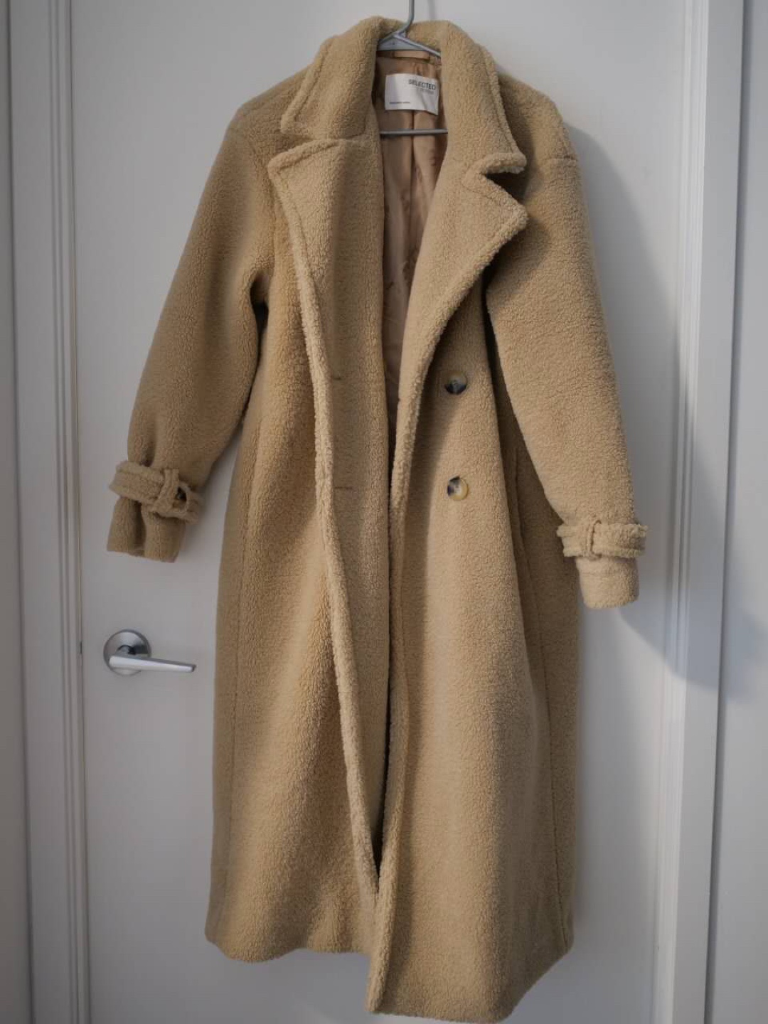 SELECTED FEMME Beige Teddy Coat