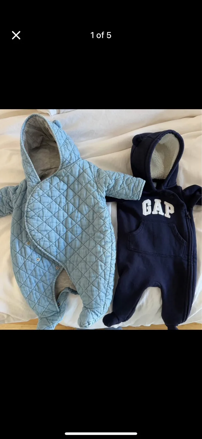 Two Baby Gap Snowsuits - 0-3 Months thumbnail