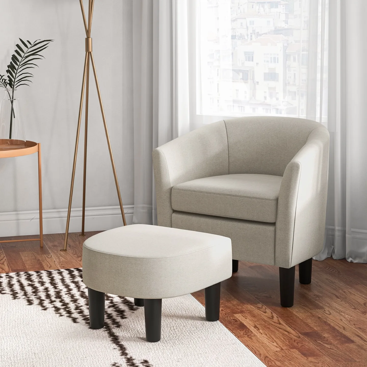 Beige Armchair and Ottoman Set image indicator(5)