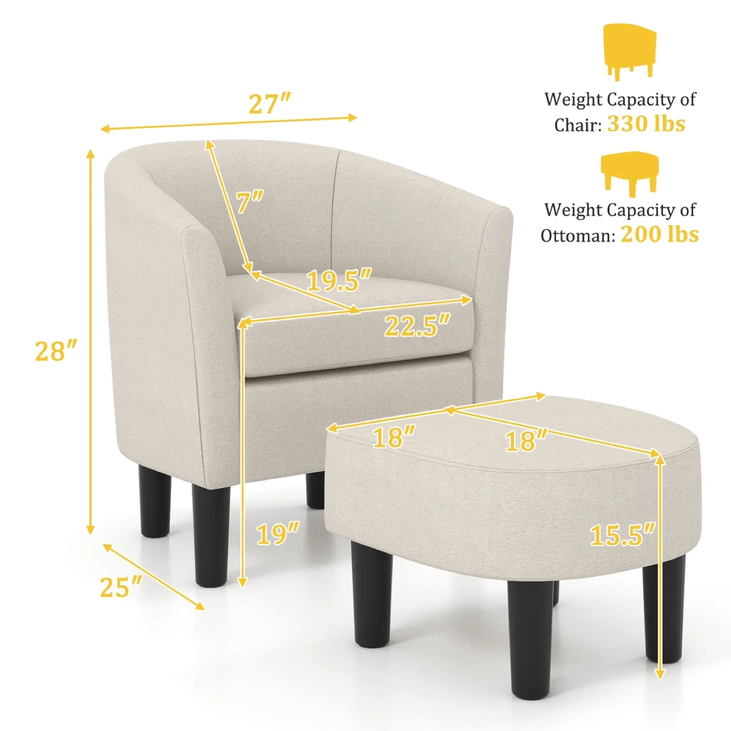 Beige Armchair and Ottoman Set image indicator(2)