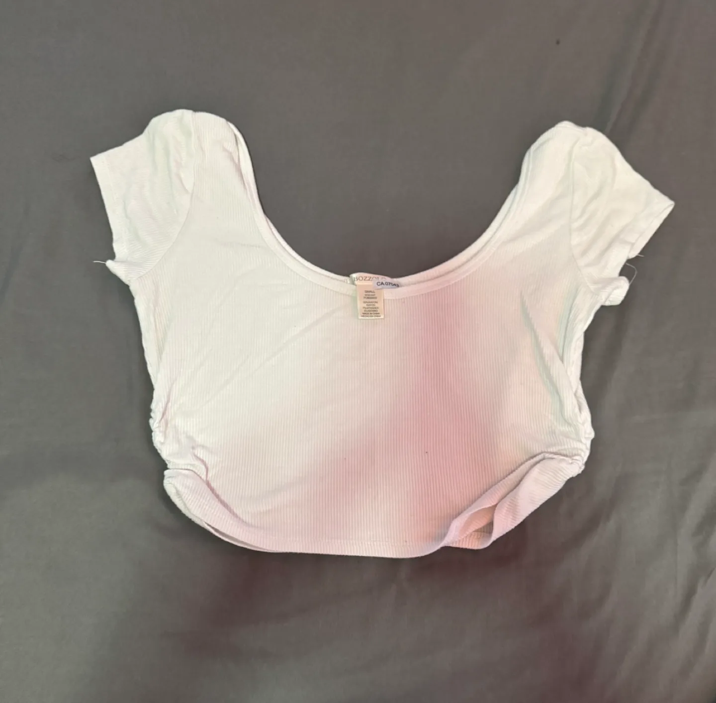 Women's White Ribbed Crop Top thumbnail
