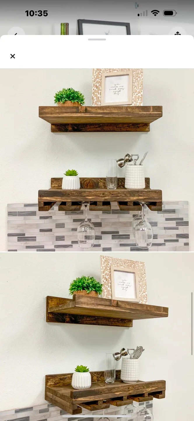 Rustic Farmhouse Wall-Mounted Wine Rack & Shelf Set image indicator(3)