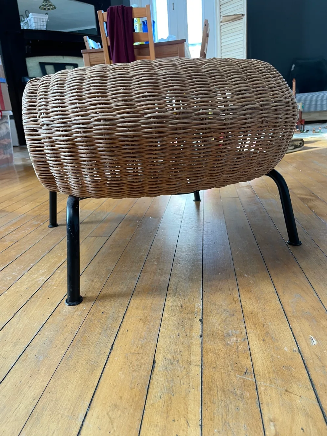 IKEA Modern Ottoman- Wicker and Metal Stool image indicator(3)