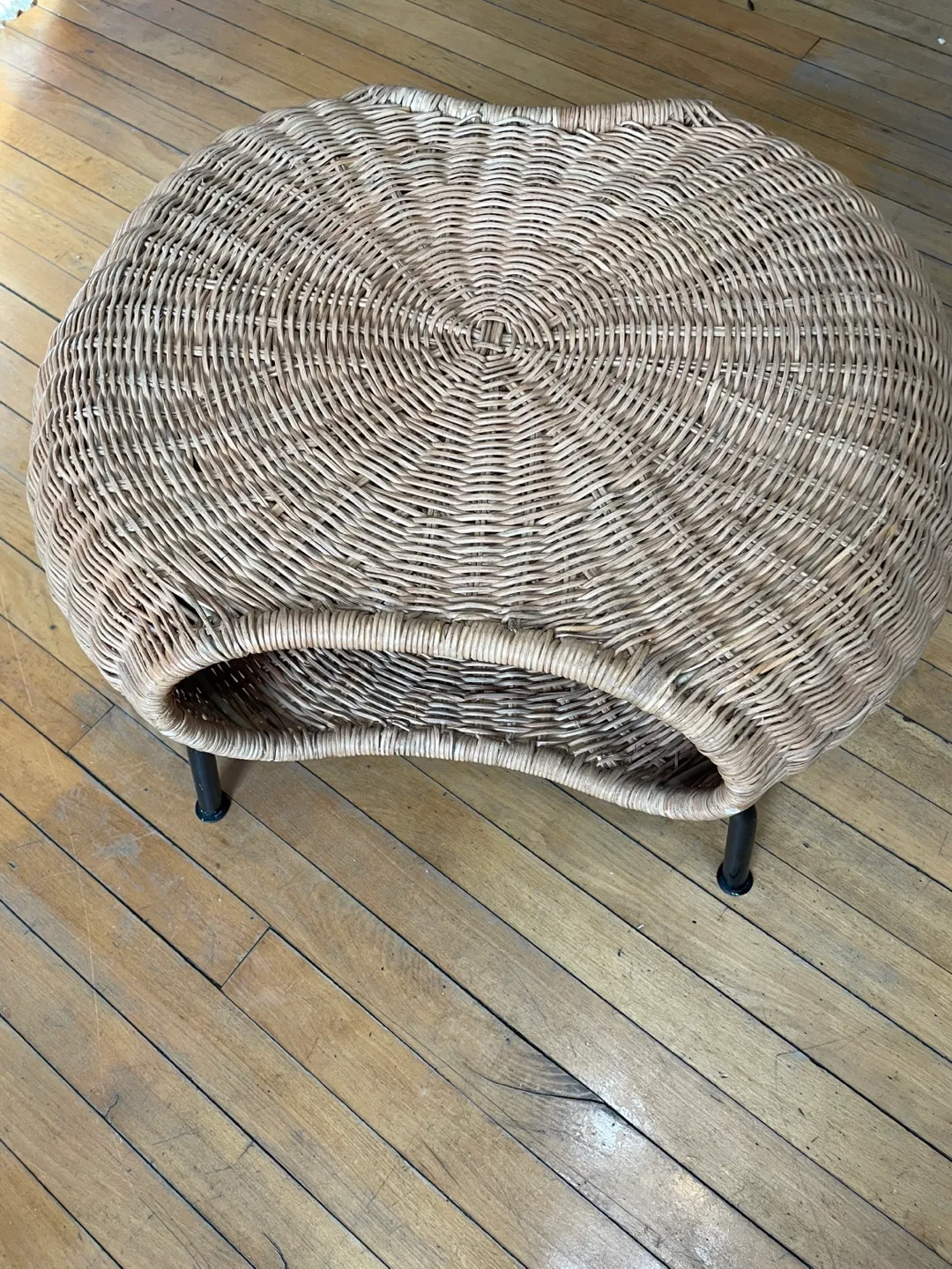 IKEA Modern Ottoman- Wicker and Metal Stool image indicator(2)