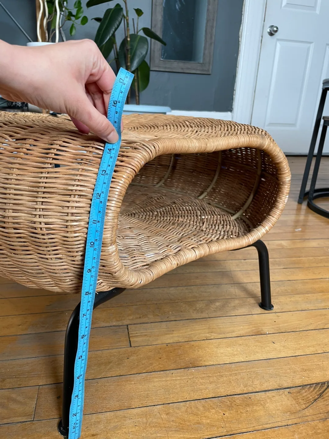 IKEA Modern Ottoman- Wicker and Metal Stool image indicator(8)