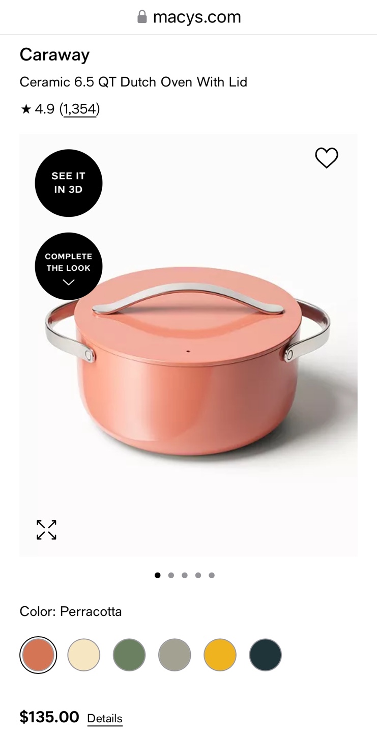 Caraway ceramic non stick oven pot 6.5 qt with lid