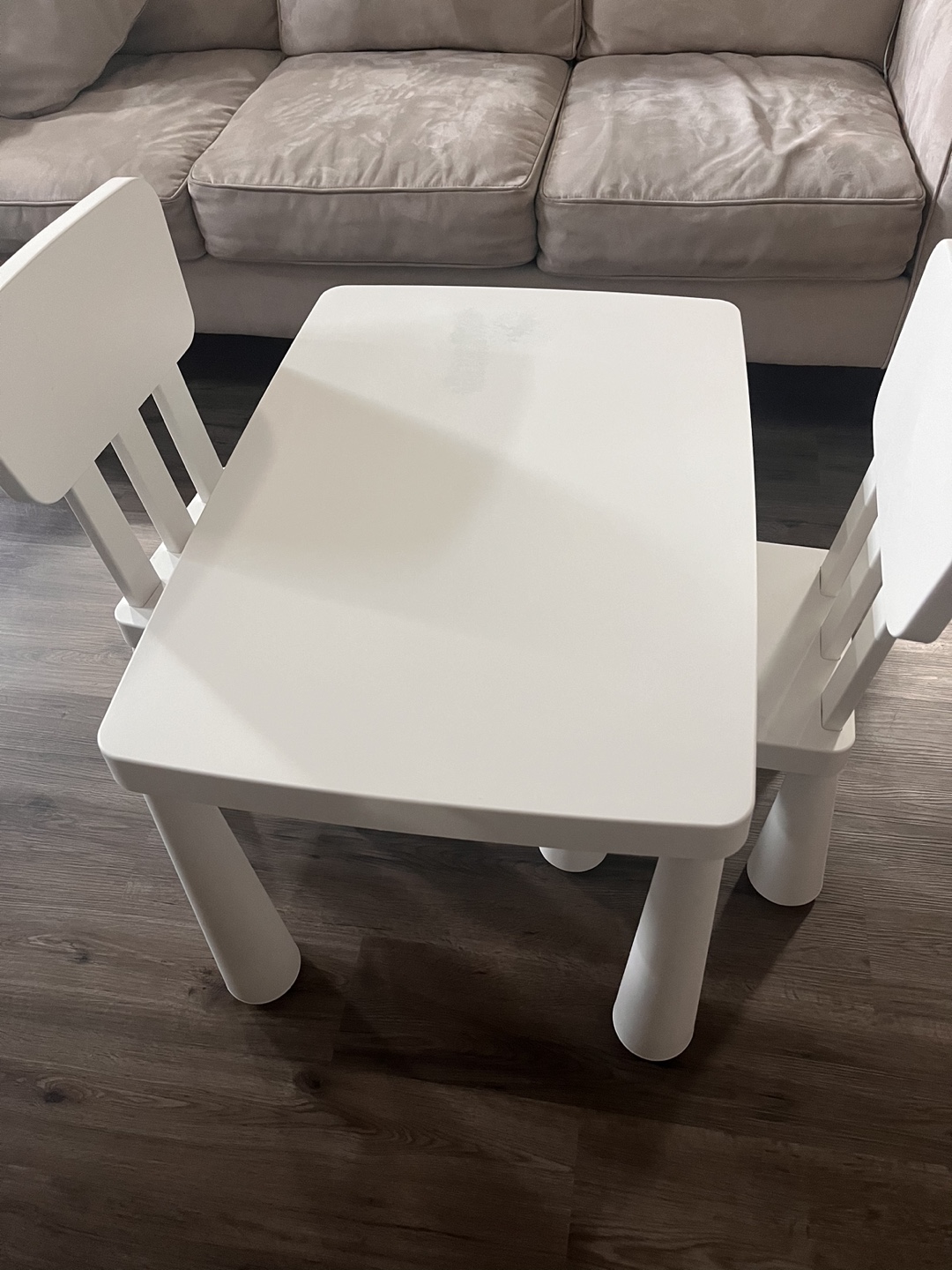White Kids Table and Two Chairs Set