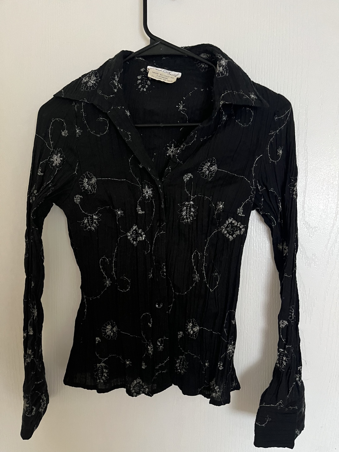 Fred David Black Embroidered Blouse
